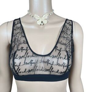 NWT Wolford Obsessed Skin Black Bra Sheer Mesh Top S Small